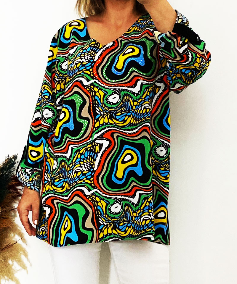 Desenli Cotton Bluz