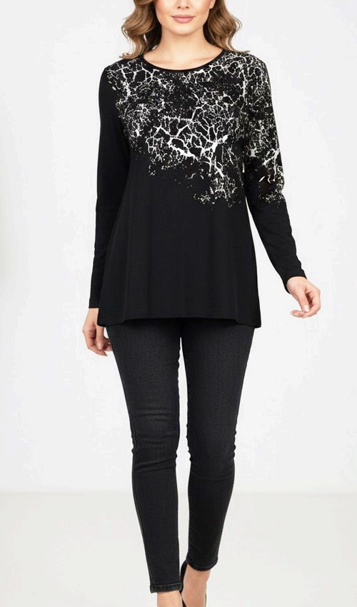 Baskılı Çelik Triko Bluz