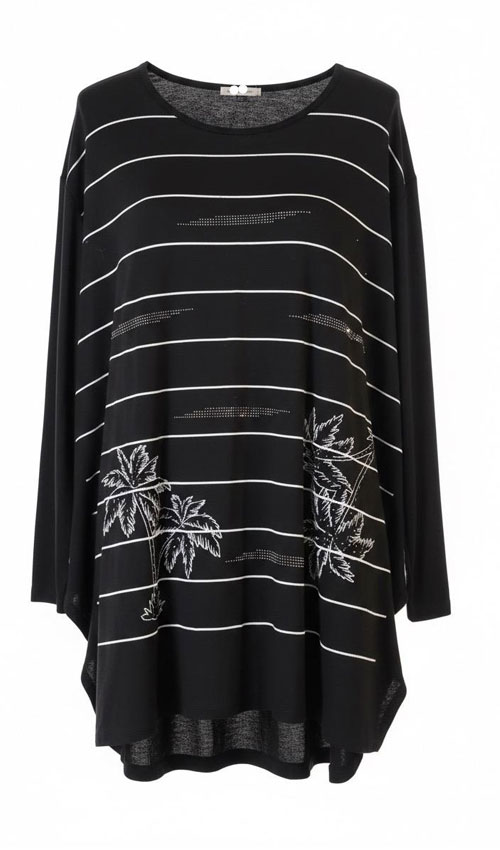 Baskılı Taş Detaylı Visko tunik