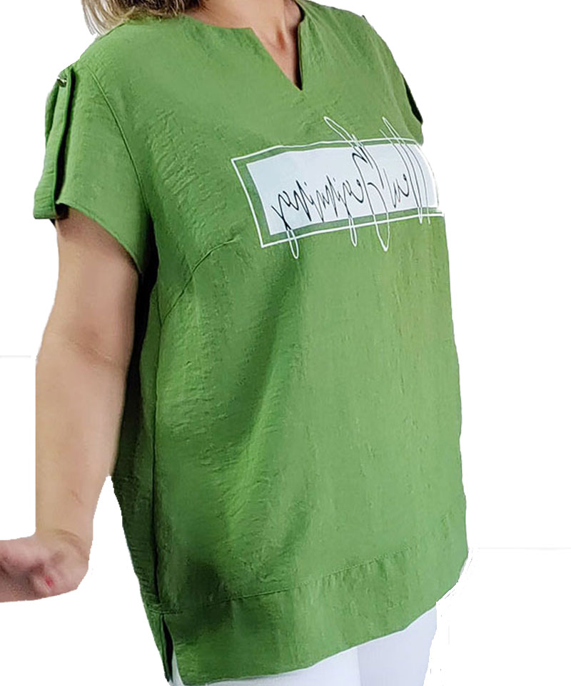 Fıstık Yeşili Keten Bluz