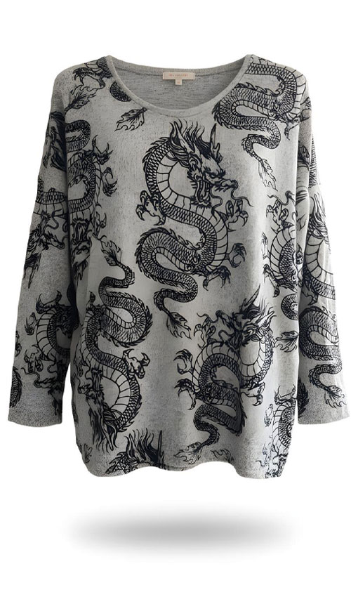 Dragon Desenli Yünlü Kazak