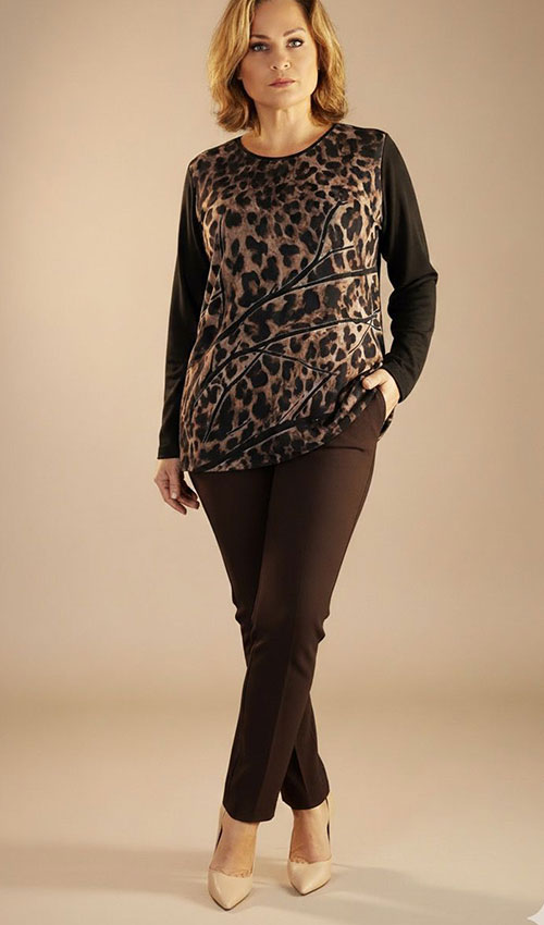 Leopar Desenli Taşlı Bluz