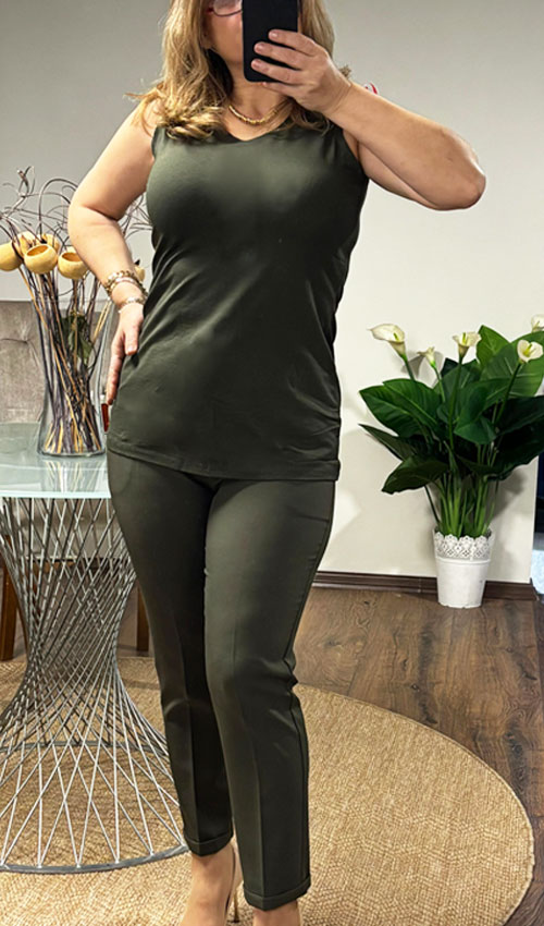 Duble Paça Double Kumaş Mevsimli Pantolon Haki