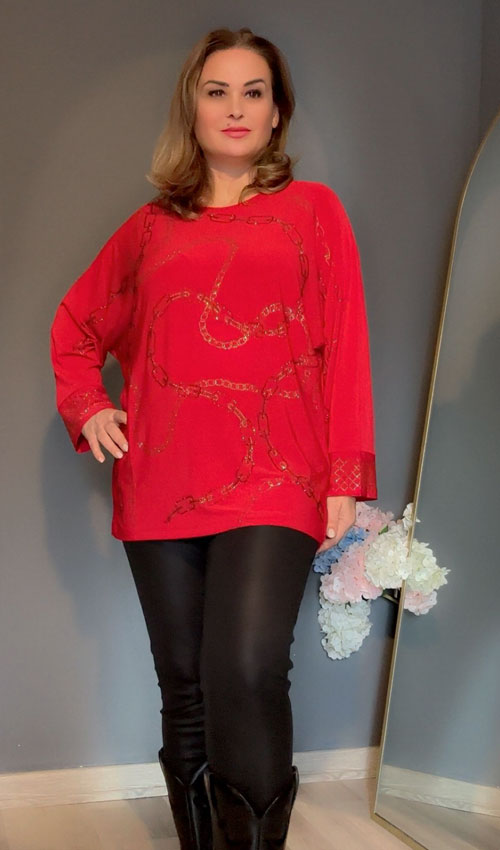 Zincir Taş Baskılı Bluz