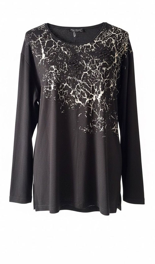 Baskılı Çelik Örme Triko Bluz