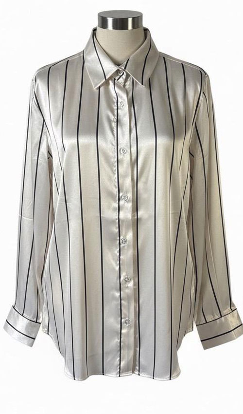 Çizgili Saten Gömlek