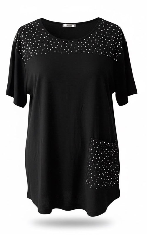 Yaka Puanteli Likralı Viskon Penye Bluz