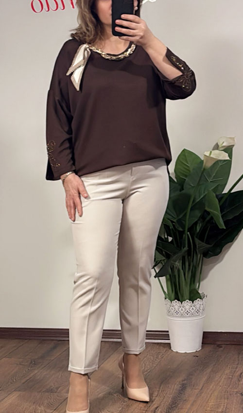 Duble Paça Taş Renk Pantolon Taş Renk