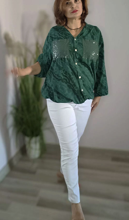 Yeşil Standart Beden Bluz